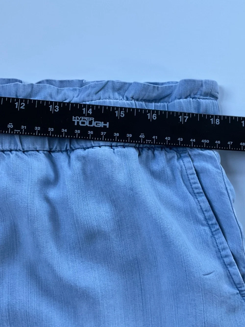 J. Jill Wide-Leg Cropped Pants Sz L Petite Blue Chambray Pull On Comfort Coastal